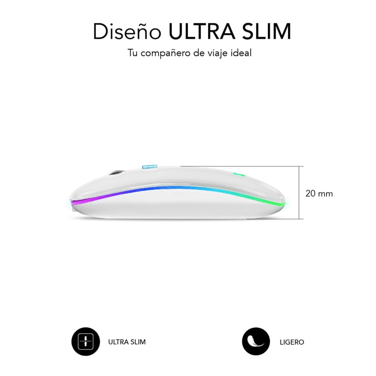 Souris SUBBLIM SUBMO-LDFLAT2 – Bureau Ambidextre RF + Bluetooth 1600 DPI - vue 2