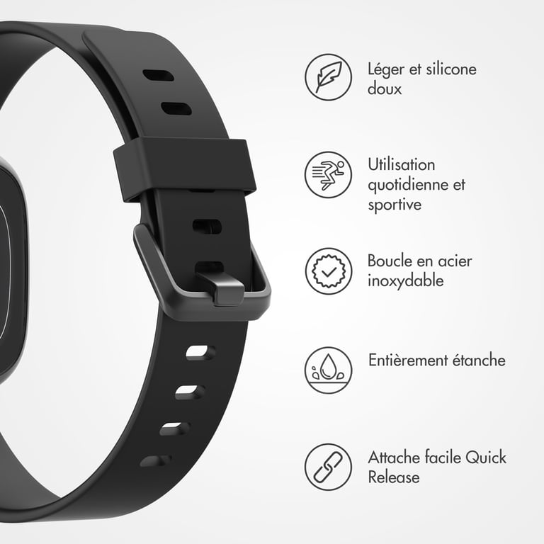imoshion Bracelet silicone pour Fitbit Versa / Versa 2 / Versa Lite - Taille L - Noir - Neuf