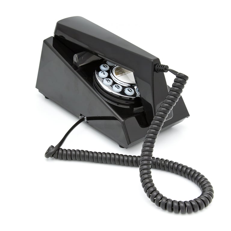 GPO Trim Phone – Téléphone à Bouton Poussoir Rétro – Design Slim Vintage, Ligne Fixe -Noir - Neuf