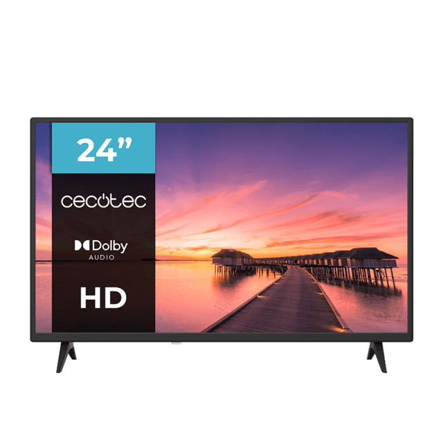 Cecotec Téléviseur TV 0 Series 0024 Écran 24 Pouces HD Résolution Images et Vidéos optimale Système Dolby Mémoire Flash Connectivité avec 3 Ports HDMI et 1 Port USB Télécommande Classe E