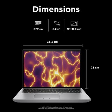 HP ZBook Fury G11 Intel® Core? i7-14700HX Mobile Workstation 40,6 cm (16'') WUXGA 32 GB DDR5-SDRAM 1 TB SSD NVIDIA RTX 2000 Ada Wi-Fi 7 (802.11be) Windows 11 Pro AI PC, AI Workstation Silver