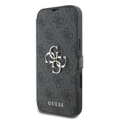 Custodia Guess per iPhone 16 Plus 6.7'' nero custodia avac flap 4G Metal Logo