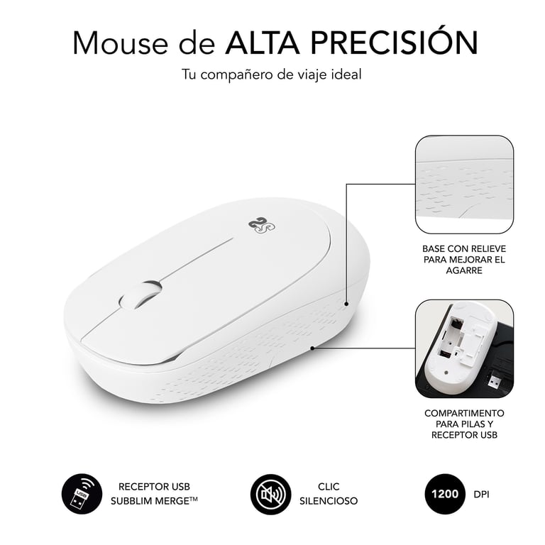 Souris SUBBLIM SUBMO-B2SW011 – Bureau Ambidextre RF Sans Fil 1200 DPI - vue 2