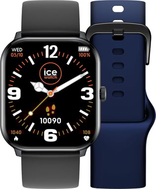 Ice Watch Smart One 38 mm, Noir avec Bracelet supplémentaire Noir Bleu