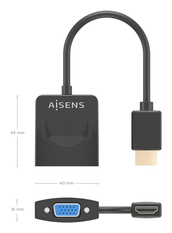 Aisens A122-0947 câble vidéo et adaptateur 0,15 m HDMI Type A (Standard) VGA (D-Sub) Noir - vue 4