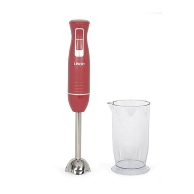Mixeur plongeant - LIVOO - DOP245R - 400W - 2 vitesses - Bol gradué 700 ml - 2 lames en acier inoxydable