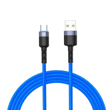 Câble de données Tellur USB vers Type-C avec lumière LED, 3 A, 1,2 m, bleu