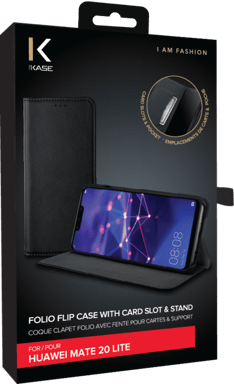 Funda plegable con ranura para tarjetas y soporte para Huawei Mate 20 Lite , Negro