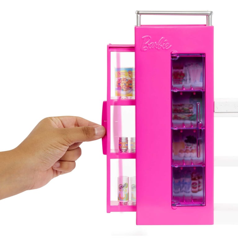 Barbie Coffret Extension Cuisine avec Poupée Et Garde Manger Plus De 30 Accessoires Meubles Maison De Poupée Feuille Stickers Nourriture Jouet Enfant A Partir De HJV38