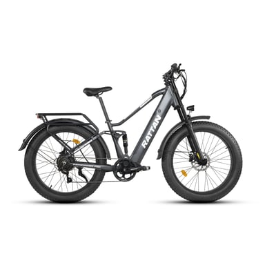 Bicicleta de Montaña Eléctrica RATTAN Pathfinder Pro con Batería de 48 V y 18 Ah, Shimano 7 Velocidades - Gris
