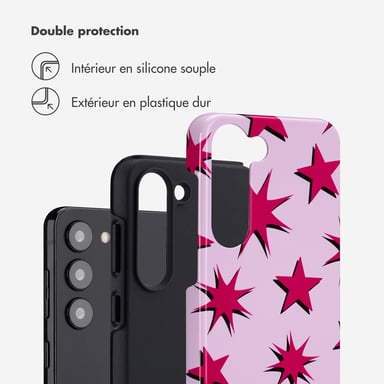 Selencia Coque arrière Vivid pour Samsung Galaxy S23 - Stars Rubine Red Light Pink