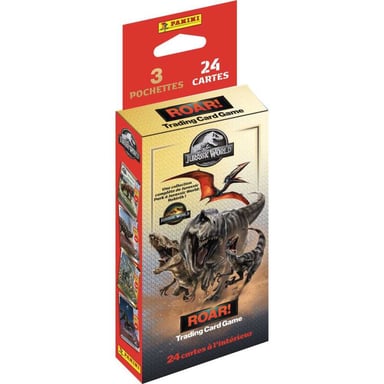 Blister PANINI Jurassic World TCG 3 pochettes 24 cartes Illustrations dorées rouges noires argentées - Neuf