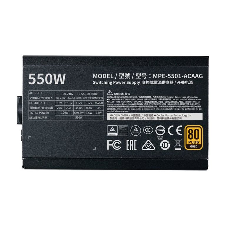 Alimentation Cooler Master MWE Gold V3 Certification 80+ Gold ATX 3.1 non modulaire - vue 3