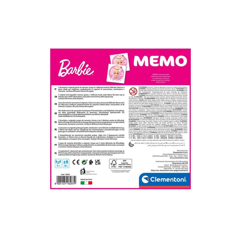 Clementoni Memo Games Barbie Jeu de société Neuf - vue 3