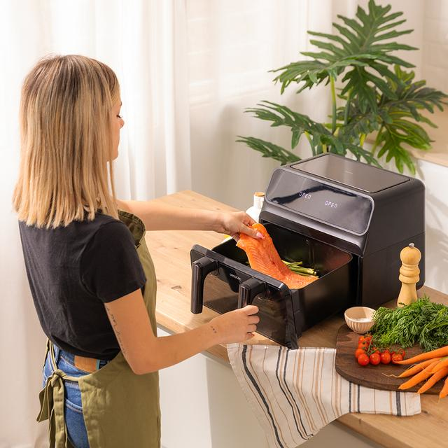 Cecotec Friteuse sans huile 9 à air chaud Cecofry Dual 9000. numérique et compacte double température technologie PerfectCook possibilité de diviser le seau de 4 5 en 2 6 modes - vue 8