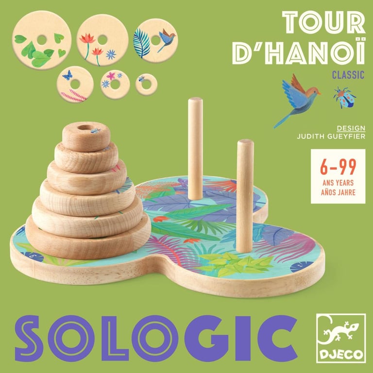 Tour d'Hanoi Jeu de Logique Classique en Bois Neuf