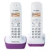 Panasonic KX-TG1612FRF Duo Teléfono inalámbrico sin contestador automático Morado Blanco