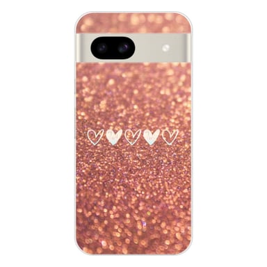 Coque en silicone - Compatible pour Google Pixel 8a - design paillettes coeur