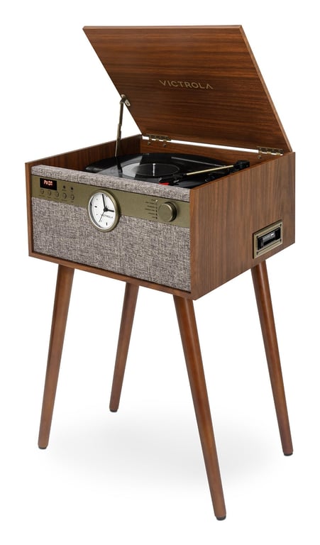 vinyle VICTROLA MUSIC CENTER 5EN1 CENTURY HORLOGE + PIED NOYER - vue 4
