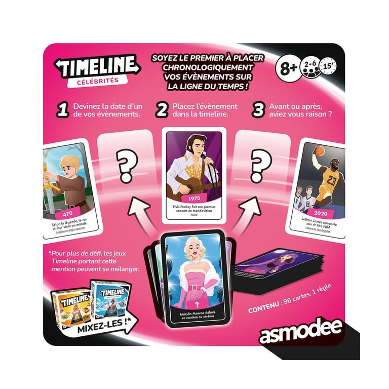 Jeu de Société Asmodee ZYGTIM0301FR – Timeline Célébrités, Jeu Éducatif de Culture Générale - vue 3