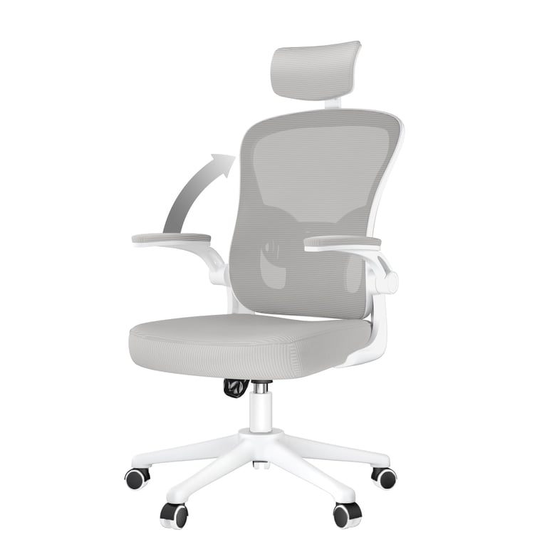 Chaise de bureau ergonomique avec hauteur réglable appui tête accoudoirs relevables et support lombaire Neuf - vue 3