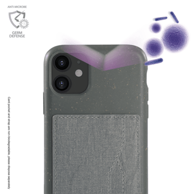Bandolera orgánica vegana antibacteriana para Apple iPhone 11, gris lava