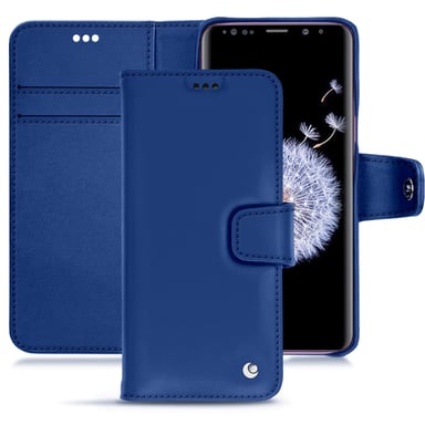 Housse cuir Samsung Galaxy S9+ - Rabat portefeuille - Bleu - Cuir lisse