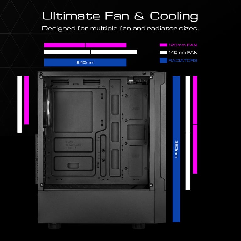 Boitier PC Moyen Tour ATX Gamdias Talos E3 Mesh RGB avec panneaux vitrés - vue 3