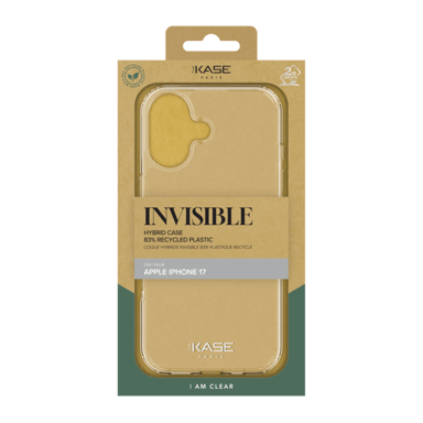 Coque hybride invisible fabriquée à  83 % de plastique recyclé pour Apple iPhone 17, transparente