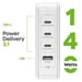 Caricabatterie 3x USB-C e USB 140W GaN ultra-veloce formato compatto