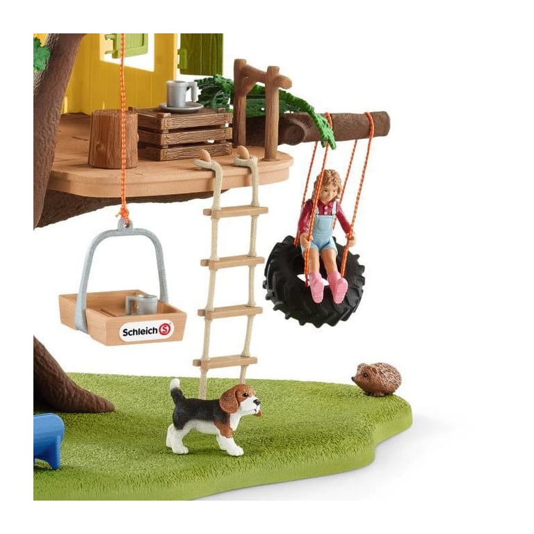 Cabane aventure dans les arbres coffret de 60 pièces détaillées avec balançoire 2 figurines d'enfant et figurines d'animaux - vue 3