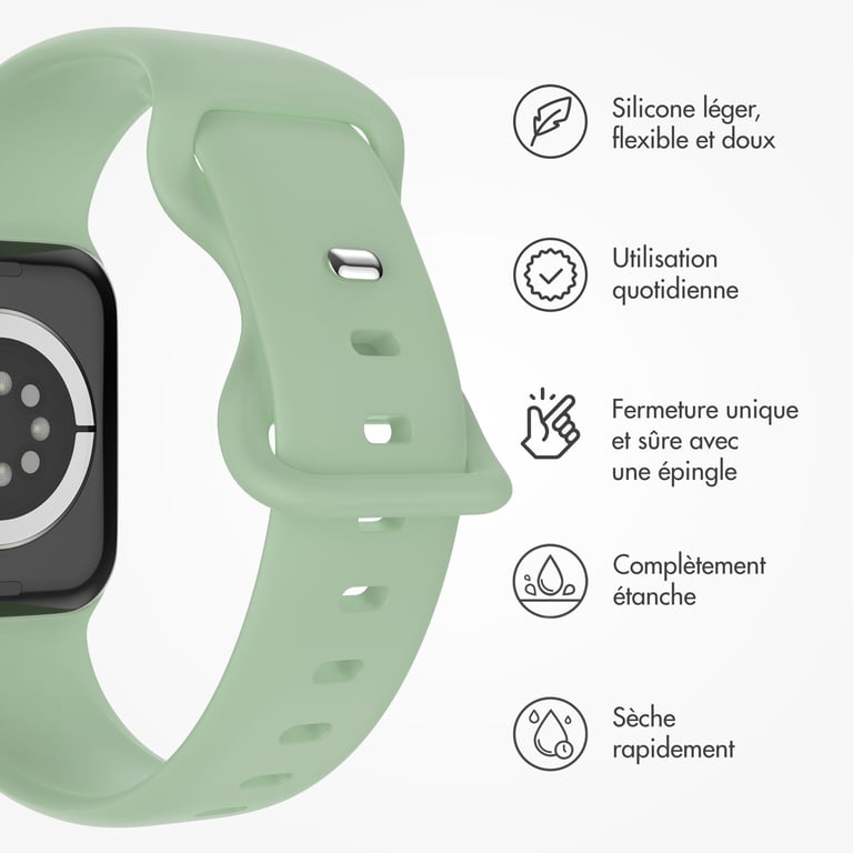 imoshion Bracelet en silicone? pour Apple Watch | 44/45/46/49 mm - Taille M/L - Pistachio - Neuf