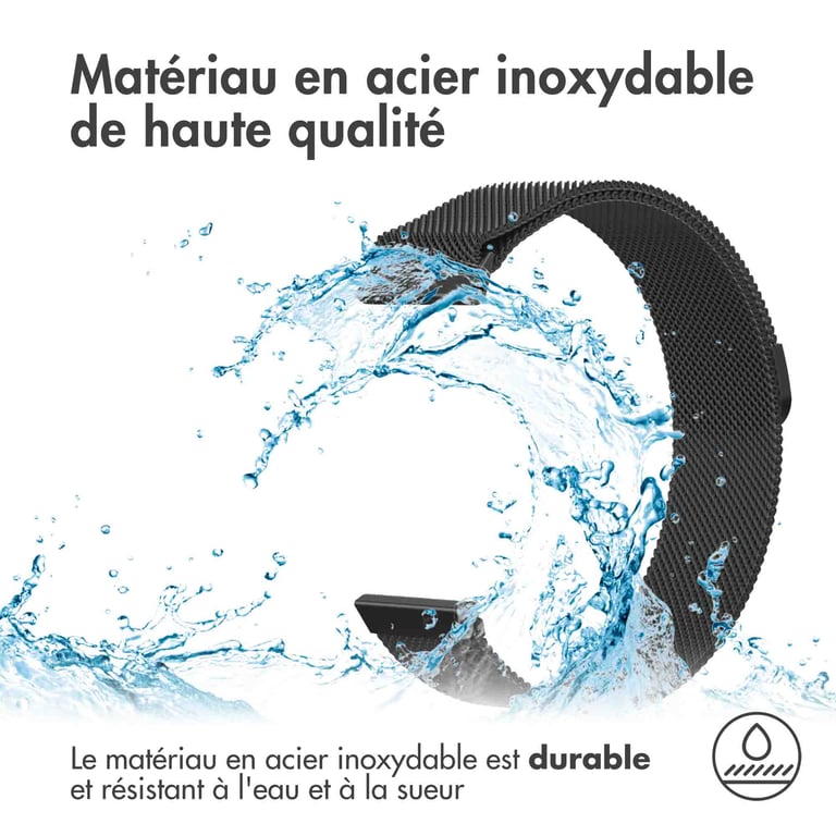 imoshion Bracelet magnétique milanais - Connexion universelle de 24 mm - Noir - Neuf