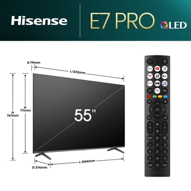 Hisense 55E7NQ PRO 139,7 cm (55'') 4K Ultra HD Smart TV Wifi Gris 400 cd / m²