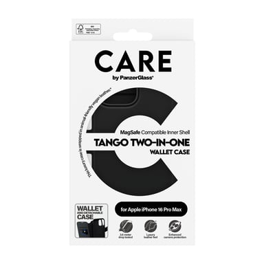 PanzerGlass CARE™ by ® Tango 2-in-1 Wallet Case w. MagSafe iPhone 16 Pro Max funda para teléfono móvil Negro