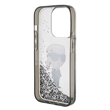 Karl Lagerfeld Funda para Apple iPhone 15 Pro Glitter Ikonik Floating Glitter Plateado