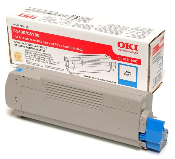 Toner OKI C5600C5700 2 000 pages 43381907 Cyan Neuf