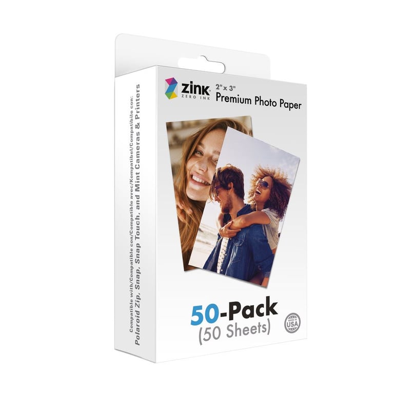 Pack de 50 Papiers photo Instantané ZINK Format 2x3'' - Compatible  Polaroid, Kodak, Canon, HP? - Zink