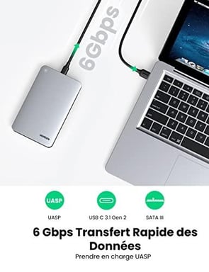 Ugreen 70498 caja para disco duro externo Carcasa de disco duro/SSD Aluminio 2.5''