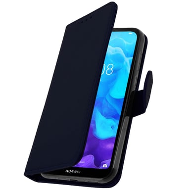 Avizar Funda tipo cartera para Huawei Y5 2019 serie Chesterfield con función de soporte Azul oscuro
