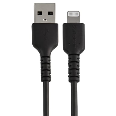 StarTech.com Cable Resistente USB-A a Lightning de 30 cm Negro - Cable de Sincronización y Carga USB Tipo A a Lightning con Fibra de Aramida Resistent