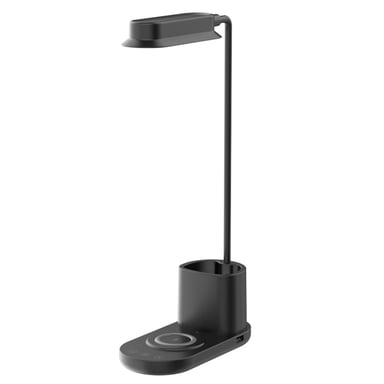 Lámpara de escritorio flexible Elight T9 de 5 W con cargador inalámbrico de 15 W + portalápices alimentado por USB, negro