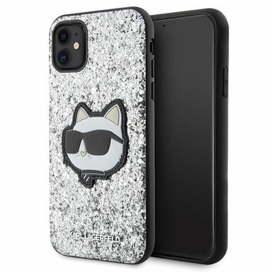 Funda Karl Lagerfeld Glitter Choupette para iPhone 11, plateado