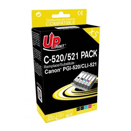 Pack UPrint compatible CANON PGI 520CLI521 5 cartouches Neuf - vue 2