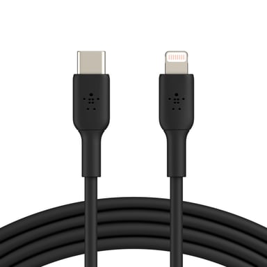 Cable USB-C a Lightning de Belkin (cable de carga rápida para iPhone 13, 13 Pro, 13 Pro Max, 13 mini y modelos anteriores; cable USB-C Boost Charge con certificación MFi; negro, 1 m).