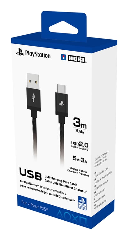 Câble de rechargement HORI PS5 3 mètres USB Sous licence officielle Sony - vue 4