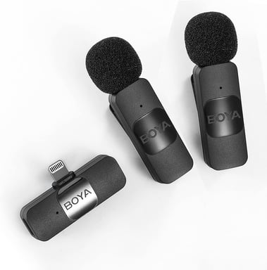 Micrófono de solapa inalámbrico Boya V20, USB-C, doble canal, omnidireccional, reducción de ruido