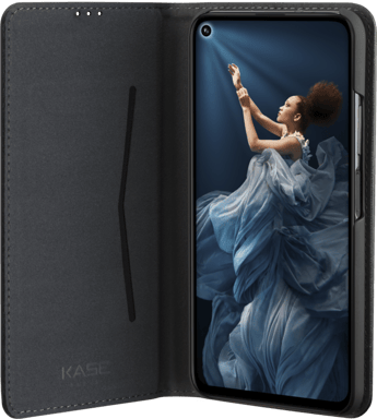 Coque clapet folio avec fente pour cartes & support pour Huawei Honor 20 Pro, Noir