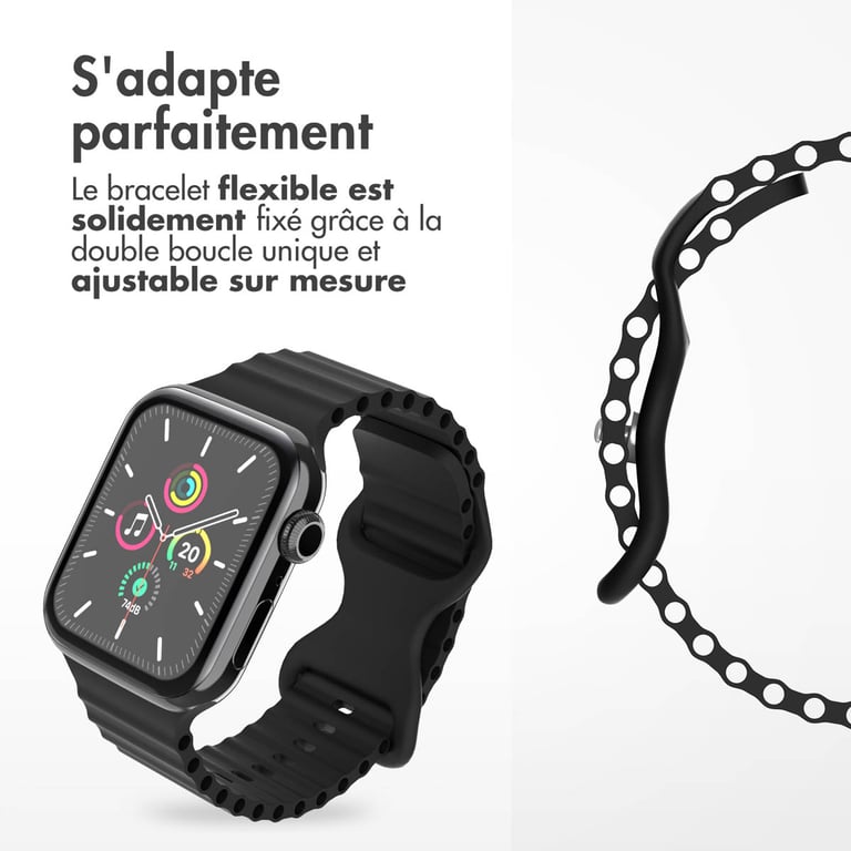 imoshion Bracelet Athletic en silicone pour Apple Watch | 38/40/41/42 mm - Noir - Neuf
