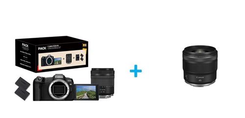 Pack Fnac Appareil photo hybride Canon EOS R8 + RF 24 105mm f4 7 1 IS STM + 2ème batterie + Objectif Hybride Canon RF 45mm F1.2 STM - vue 2